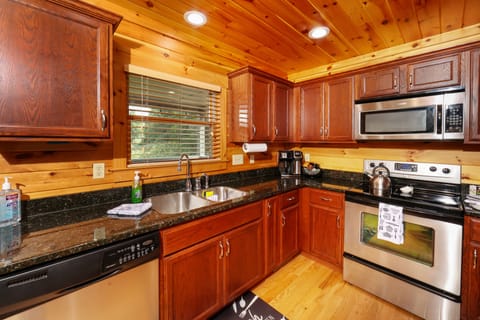 Kitchen features Keurig Duo- regular coffee maker + Keurig combo