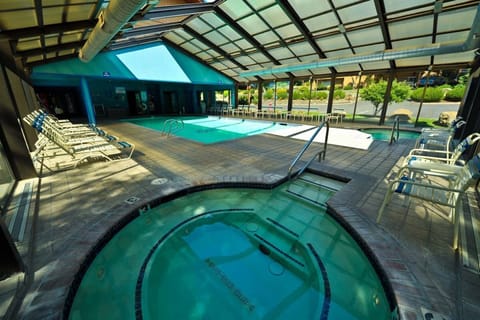 Soak and swim under the covered pool pavilion, rain or shine.