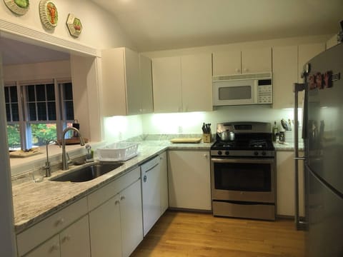 Updated kitchen with new appliances.