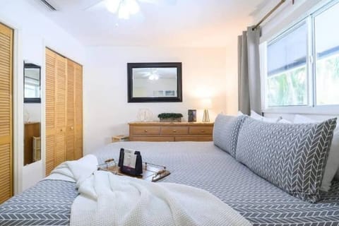 The bedroom has a king-size bed, with a good-sized closet. Sheets are high quality and mattresses are new, comfortable, and well protected with mattress encasement, and waterproof mattress protectors.