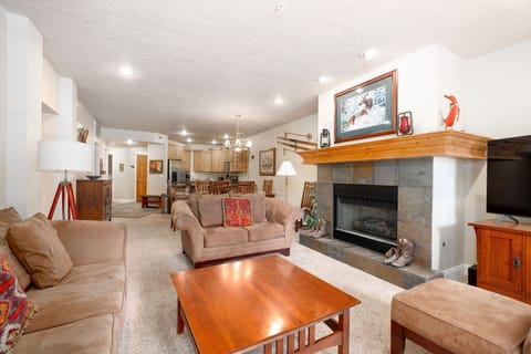 Cozy wood burning fireplace
