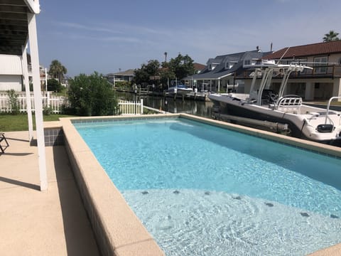 Swimming pool which gets the afternoon shade.