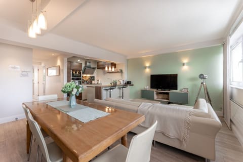 Open-plan living and dining area