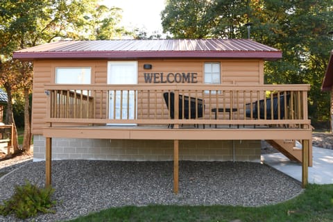 Cabin A has a large deck with great views of the lake. 