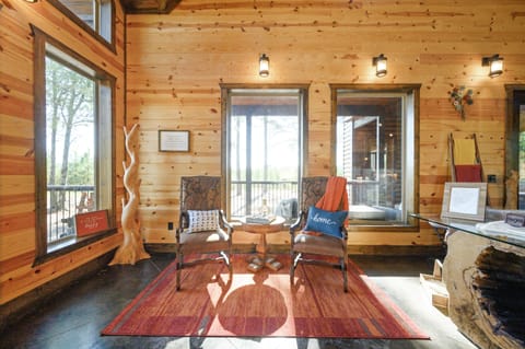 Enjoying some space reading a book in our entry sitting area