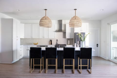 Large kitchen island with bar seating perfect for entertaining