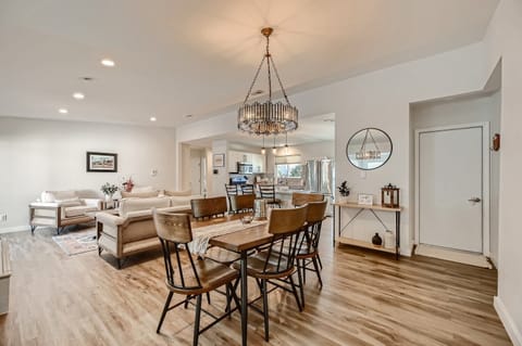 Dining area, sitting room and kitchen all in the open floor plan.