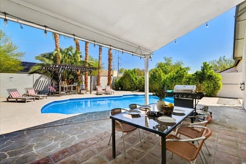 Private backyard with heated Pool