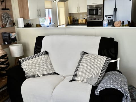 One of the 2 recliner sofas