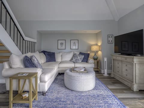 Comfortable furniture and a large Smart TV