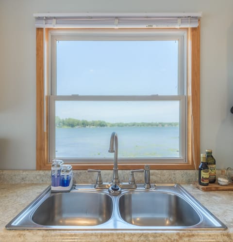 Keep an eye on the lake while working in the kitchen.