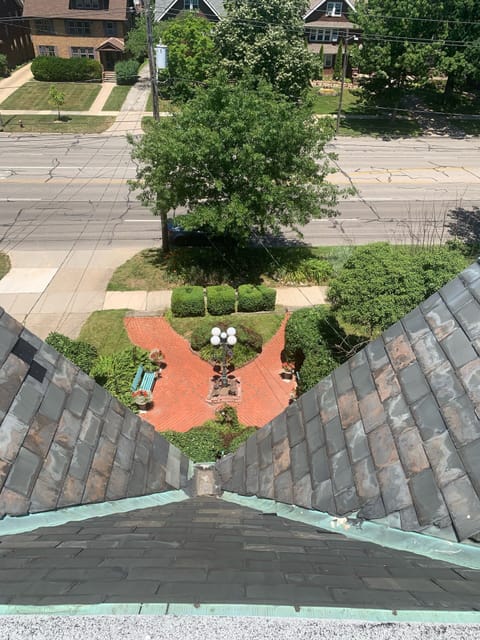 Original slate roofs -view fr 3rd fl Queen bedroom 