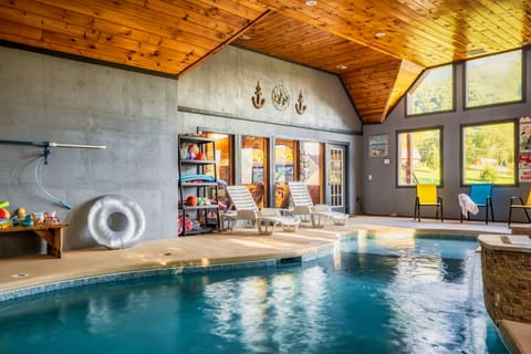 Your private heated indoor pool - lights, jets, bubblers & waterfall