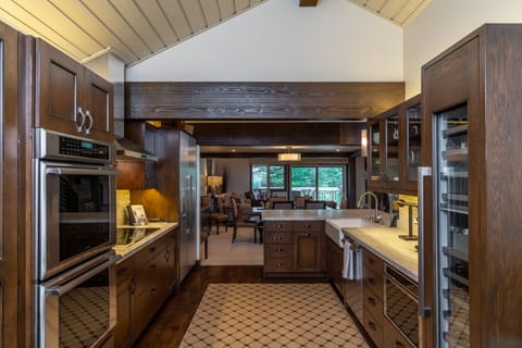 Thermador Appliances, Wine Refrigerator, Slab Countertops, Farmhouse Sink