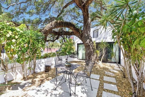 Front patio with bistro seating set.