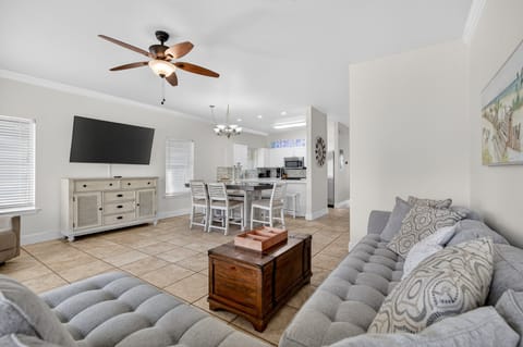 Destined to Be - Crystal Beach - Open Concept Living Room, Dining Room, & Kitchen