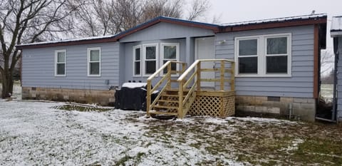 Back view of Cottage L.  Grill/smoker available to both cottages.
