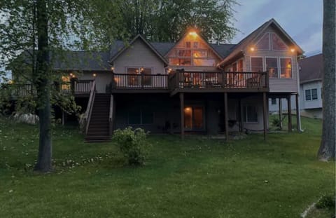 Back of Lake House as the sun is starting to go down.