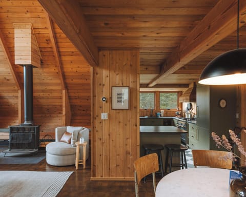 Living room, dining room, and kitchen area