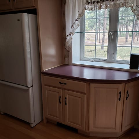 Large Kitchen with ample cabinet storage, refrigerator/freezer w/ice cube trays