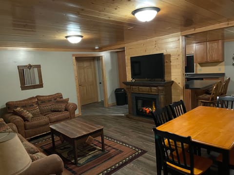 Living room with electric heating fireplace