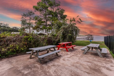 Private picnic area that leads to private Lake Beach