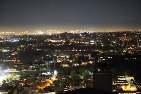 Night view of San Diego City lights from the top deck. 