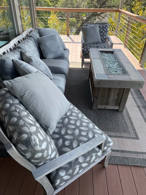 Comfortable patio furniture and fire table 