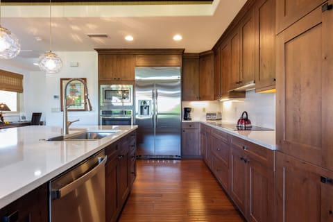 High end appliances and lots of space for preparing fresh island style meals