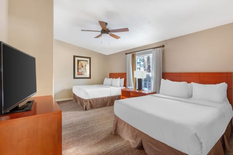 Settle into bright comfort with two plush beds and space.