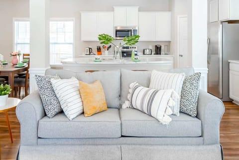 Plenty of seating, pillows, and blankets for your to kick back and relax. 