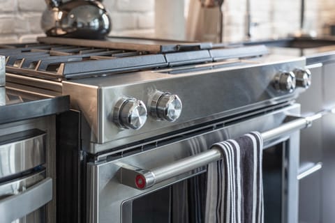Kitchen features top-of-the-line appliances.