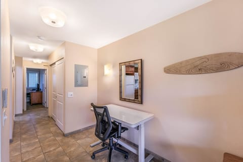 Newly added desk with USB charger ports.