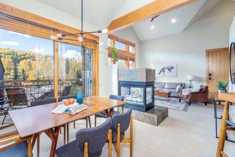 Open dining and living space.