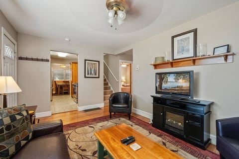 Living Room - Living room with TV and electric fireplace.