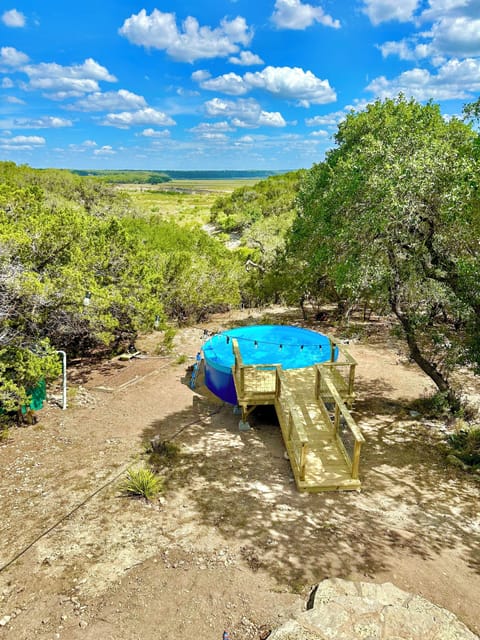 View of pool and lake bed