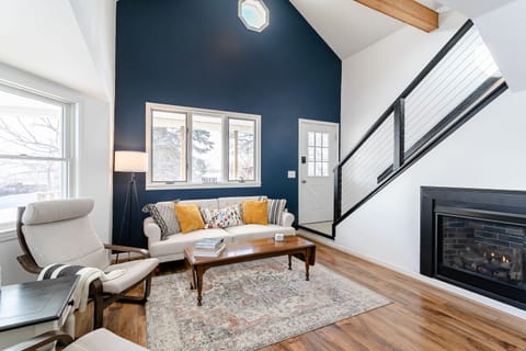 Curl up and watch a movie next to the gas fireplace.