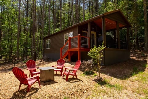 Propane Fire Pit Table below the house.
