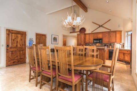 Dining table and kitchen
