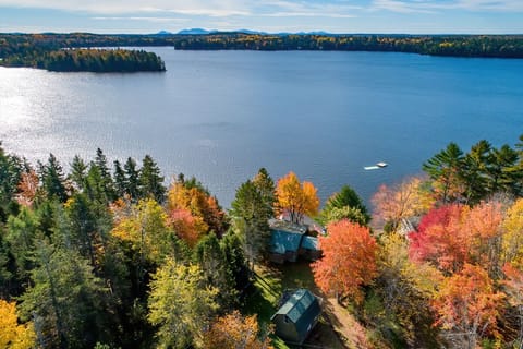 Aerial shot of the cabin and George's Pond