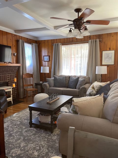 Living room, couch is equipped with queen size sleeper 