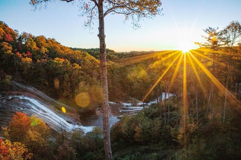 View at sunrise from Mountain Dreams deck.