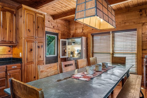 Large metal dining table