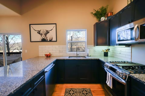 Kitchen with stainless steel appliances