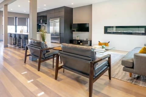 The living room opens into the dining area.