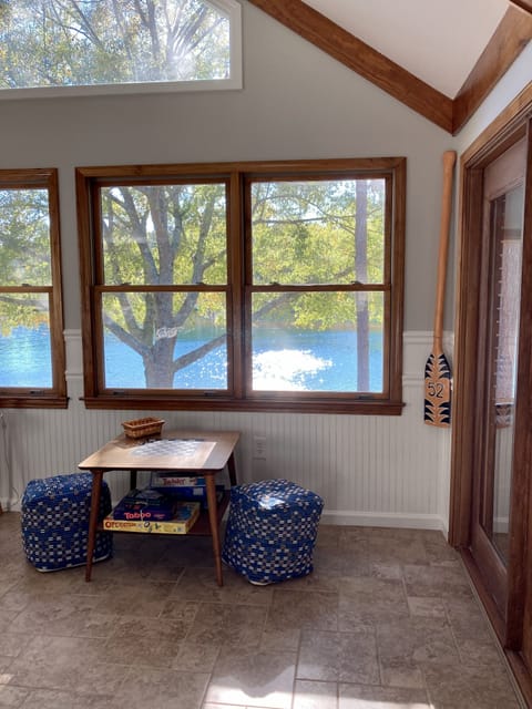 Family fun games while enjoying the view of the water