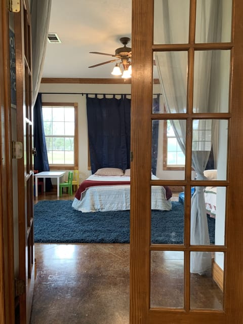 Playroom doors and curtains 