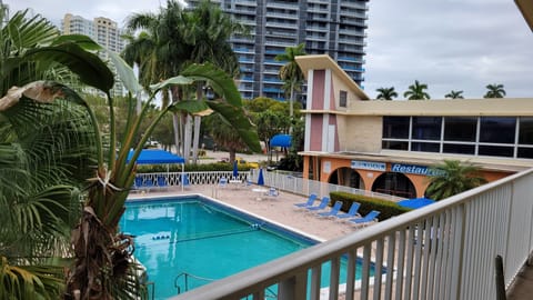 Room overlooks heated pool