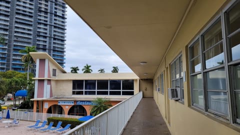 Walk across the street to shops and food