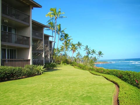Only a stones throw from the lanai into the deep blue sea!